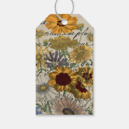 Geel & Blauw Botanisch, Gift Tags met Wilde Bloeme Cadeaulabel