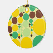 Geel, blauw, bruin pokadots patroon keramisch ornament (Links)