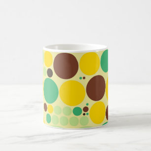 Geel, blauw, bruin pokadots patroon koffiemok
