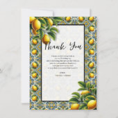 Geel Blauw Capri Lemon Mediterraan Dank u Kaart (Voorkant)