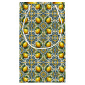 Geel Blauw Capri Lemon Mediterraan Tegel Huwelijk Klein Cadeauzakje (Achterkant)