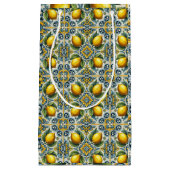 Geel Blauw Capri Lemon Mediterraan Tegel Huwelijk Klein Cadeauzakje (Voorkant)