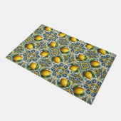 Geel Blauw Capri Lemon Mediterraan Tegel Patroon Deurmat (Schuin)