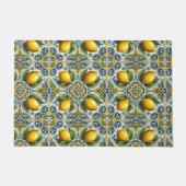 Geel Blauw Capri Lemon Mediterraan Tegel Patroon Deurmat (Voorkant)
