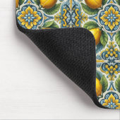 Geel Blauw Capri Lemon Mediterraan Tegel Patroon Muismat (Hoek)