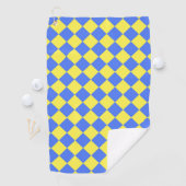 Geel Blauw Checker Diamant Patroon Golfhanddoek (Insitu)