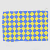 Geel Blauw Checker Diamant Patroon Golfhanddoek (Horizontaal)