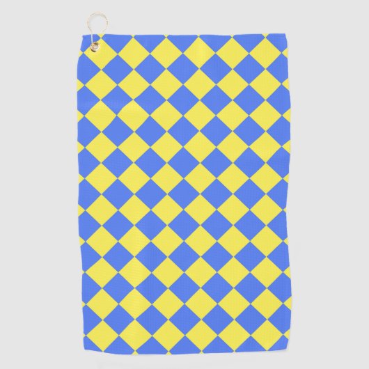 Geel Blauw Checker Diamant Patroon Golfhanddoek (Voorkant)