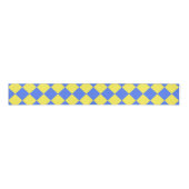 Geel Blauw Checker Diamant Patroon Grosgrain Lint (Voorkant)