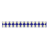 Geel Blauw Checker Diamant Patroon Grosgrain Lint (Voorkant)