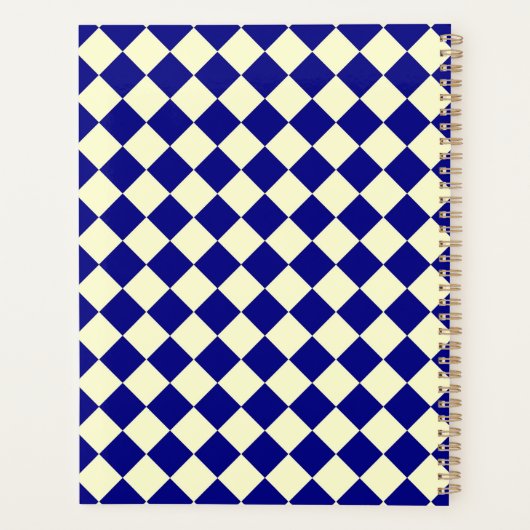 Geel Blauw Checker Diamant Patroon Planner (Achterkant)