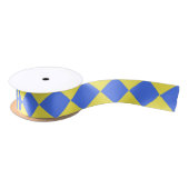 Geel Blauw Checker Diamant Patroon Satijnen Lint (Spoel)