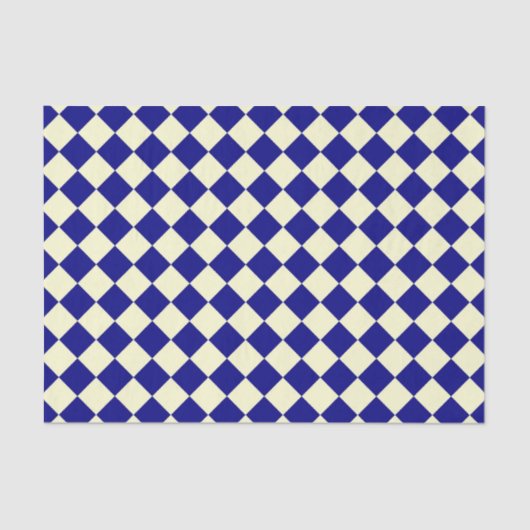 Geel Blauw Checker Diamant Patroon Tissuepapier (Voorkant)