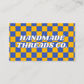 Geel Blauw Checkerboard Moderne Retro Visitekaartje (Voorkant)
