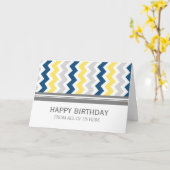 Geel blauw-Chevron-bedrijf van groep Birthday Kaart (Gele Bloem)