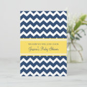Geel blauw Chevron Custom Baby Shower Invitaties Kaart (Staand voorkant)