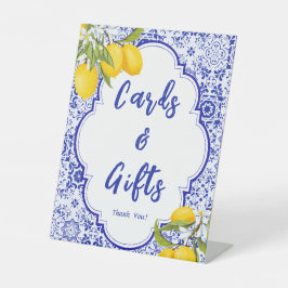 Geel Blauw Citroen Vrijgezellenfeest Kaarten & Ges Reclamebord Met Voetstuk