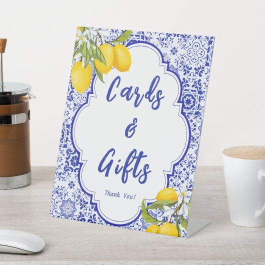 Geel Blauw Citroen Vrijgezellenfeest Kaarten & Ges Reclamebord Met Voetstuk (Insitu)