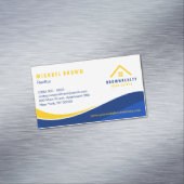 Geel Blauw Classic Dak en Raam Logo Rent Home Magnetisch Visitekaartje (Voorbeeld)