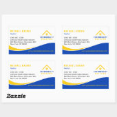 Geel Blauw Classy Dak en raam Huur Huis Rechthoekige Sticker (Vel)