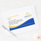 Geel Blauw Classy Dak en raam Huur Huis Rechthoekige Sticker (Envelop)