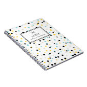 Geel & Blauw Confetti Stippen Patroon Gepersonalis Notitieboek (Rechterzijde)