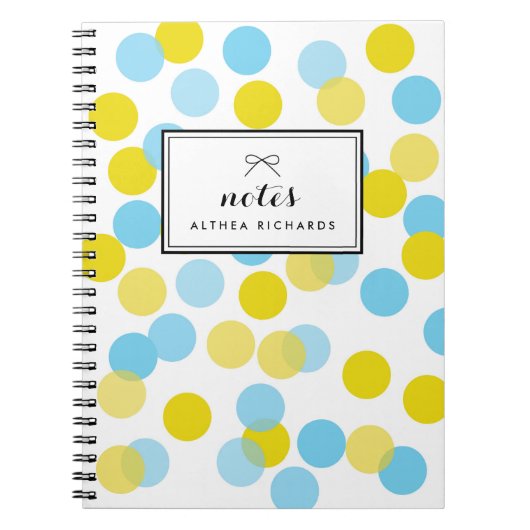 Geel & Blauw Confetti Stippen Patroon Gepersonalis Notitieboek (Voorkant)