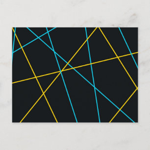 Geel, blauw, cool, trendy, stedelijk, moderne lijn briefkaart