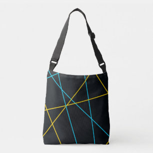 Geel, blauw, cool, trendy, stedelijk, moderne lijn crossbody tas