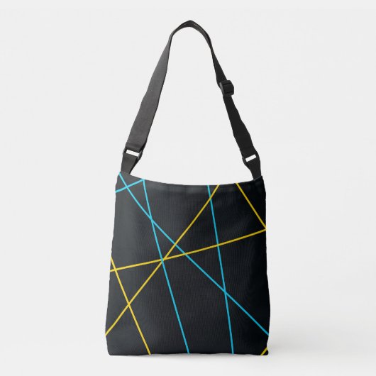 Geel, blauw, cool, trendy, stedelijk, moderne lijn crossbody tas (Voorkant)