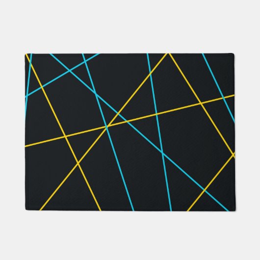 Geel, blauw, cool, trendy, stedelijk, moderne lijn deurmat (Voorkant)