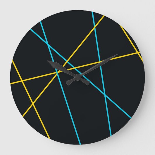 Geel, blauw, cool, trendy, stedelijk, moderne lijn grote klok (Voorkant)
