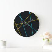 Geel, blauw, cool, trendy, stedelijk, moderne lijn grote klok (Huis)