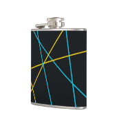 Geel, blauw, cool, trendy, stedelijk, moderne lijn heupfles (Links)