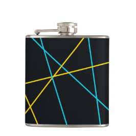 Geel, blauw, cool, trendy, stedelijk, moderne lijn heupfles