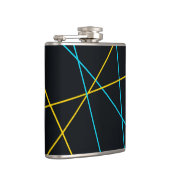 Geel, blauw, cool, trendy, stedelijk, moderne lijn heupfles (Rechts)