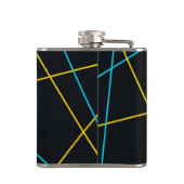 Geel, blauw, cool, trendy, stedelijk, moderne lijn heupfles (Achterkant)