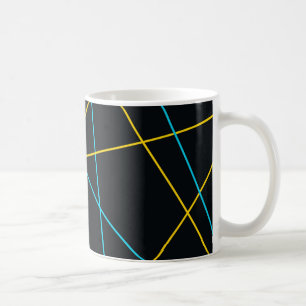 Geel, blauw, cool, trendy, stedelijk, moderne lijn koffiemok