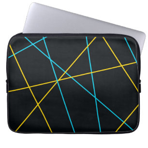 Geel, blauw, cool, trendy, stedelijk, moderne lijn laptop sleeve