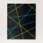 Geel, blauw, cool, trendy, stedelijk, moderne lijn legpuzzel (Verticaal)