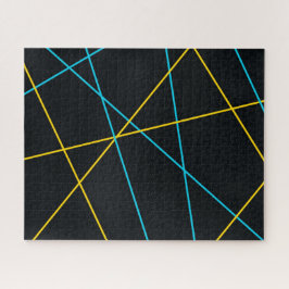 Geel, blauw, cool, trendy, stedelijk, moderne lijn legpuzzel