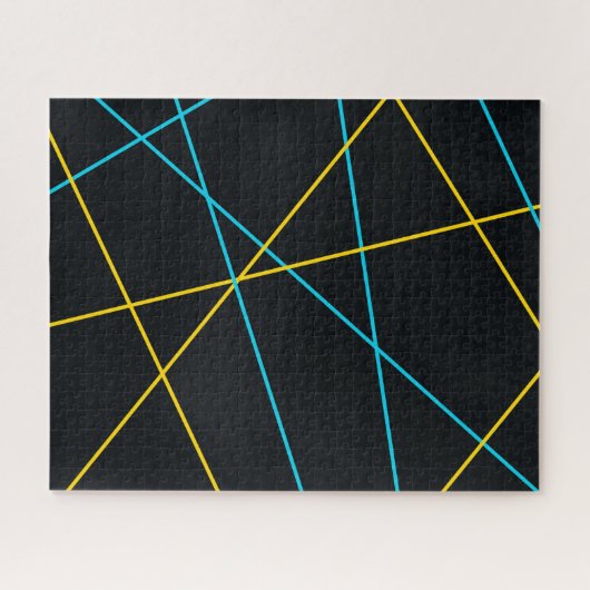 Geel, blauw, cool, trendy, stedelijk, moderne lijn legpuzzel (Horizontaal)