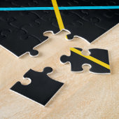 Geel, blauw, cool, trendy, stedelijk, moderne lijn legpuzzel (Zijkant)