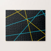 Geel, blauw, cool, trendy, stedelijk, moderne lijn legpuzzel (Horizontaal)