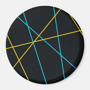 Geel, blauw, cool, trendy, stedelijk, moderne lijn magneet