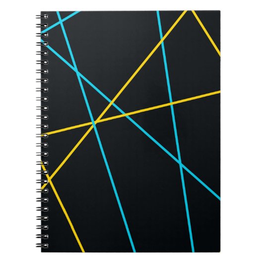 Geel, blauw, cool, trendy, stedelijk, moderne lijn notitieboek (Voorkant)