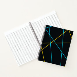Geel, blauw, cool, trendy, stedelijk, moderne lijn notitieboek