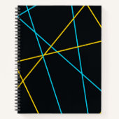 Geel, blauw, cool, trendy, stedelijk, moderne lijn notitieboek (Voorkant)