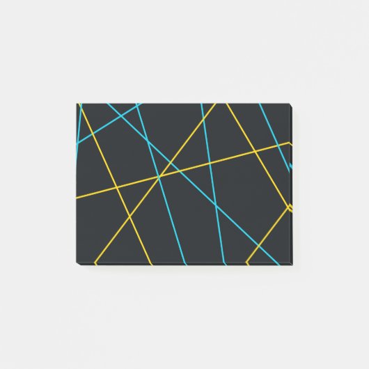 Geel, blauw, cool, trendy, stedelijk, moderne lijn post-it® notes (Voorkant)