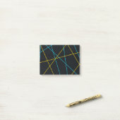 Geel, blauw, cool, trendy, stedelijk, moderne lijn post-it® notes (Op bureau)